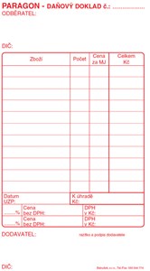 Obrázek Baloušek paragon daňový doklad blok - 80 x 150 mm / nečíslovaný / 50 listů / ET010