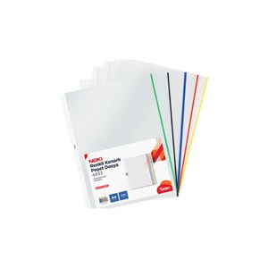 Obrázek Závěsné obaly A4 Noki extra silný - čirý s barevným okrajem / 50 mic / 25 ks