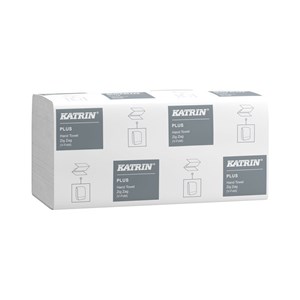 Obrázek Papírové ručníky skládané Z-Z Katrin Plus bílé / 1-vrstvé / 300 ks