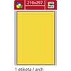 Obrázek Print etikety A4 pro laserový a inkoustový tisk - 210 x 297 mm (1 etiketa/ arch) žlutá