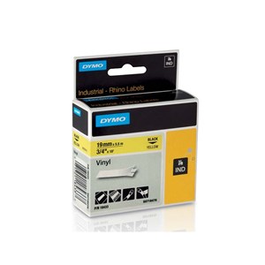 Obrázek Pásky D1 vinylové permanentní - 19 mm x 5,5 m / černý tisk / žlutá páska