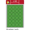 Obrázek Print etikety A4 pro laserový tisk - fluorescentní - kulaté prům.40 mm ( 24 etiket / arch) fluorescentní zelená