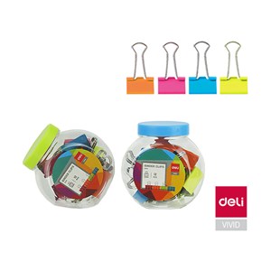 Obrázek Klipy kovové barevné DELI - 25 mm / 12 ks / barevný mix
