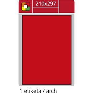 Obrázek Print etikety A4 pro laserový tisk - fluorescentní - 210 x 297 mm (1 etiketa / arch) fluorescentní červená