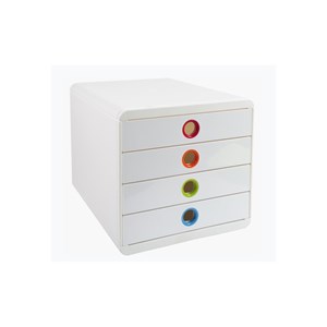 Obrázek Zásuvkový box Exacompta Iderama - bílý duhový / 4 zásuvky na výšku