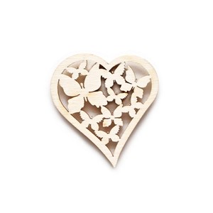 Obrázek Velikonoční dřevěný výřez - motýlkové srdce 6,5 x 7 cm