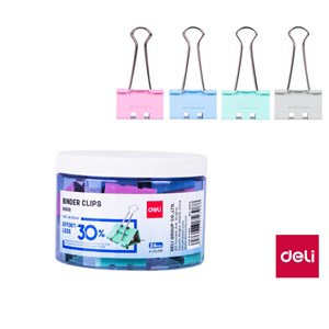 Obrázek Klipy kovové pastelové DELI - 32 mm / 24 ks
