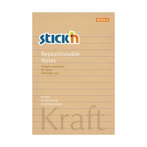 Obrázek Samolepicí bločky Stick´n by Hopax - 101 mm x 150 mm / linka / 100 lístků / kraft