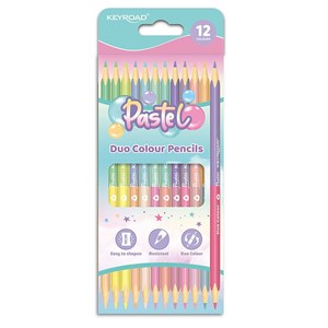 Obrázek Pastelky KEYROAD Duo Pastel trojhranné - 12 ks