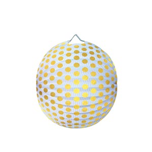 Obrázek Lampion kulatý 25 cm - zlatý puntík